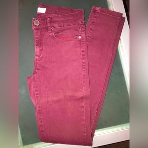 Burgundy and Gold Dynamite Low-rise Skinny Jeans